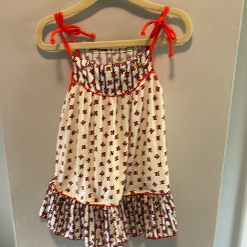 Little Marc Jacobs White and Red Camisole Dress with Ribbon Ties swim cover up